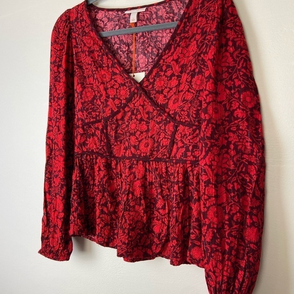 KNOX ROSE • NEW Women’s Floral Printed Smocked Back Waist Boho Top Size Small - Picture 3 of 6